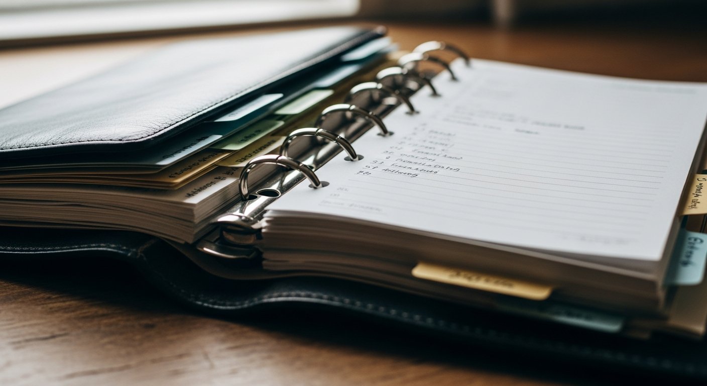 Filofax The Original A5 ouvert avec recharges et stylo