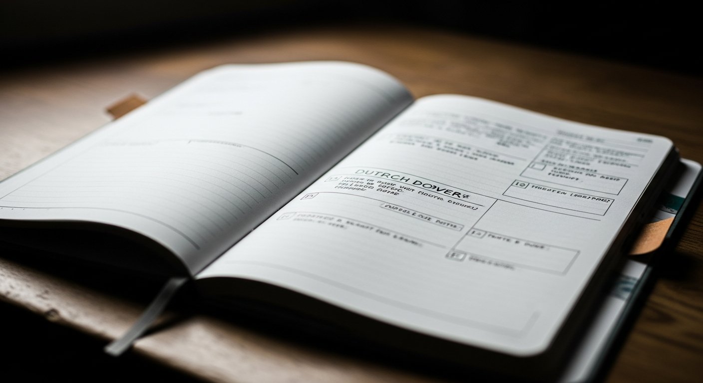 Bullet journal ouvert avec des pages découpées façon dutch door